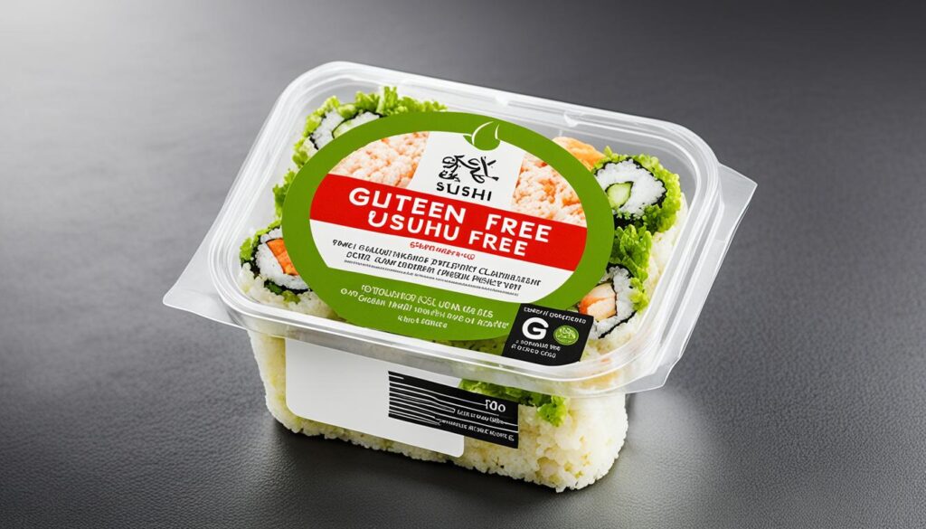 Glutenfreie Kennzeichnung auf Sushi-Verpackung