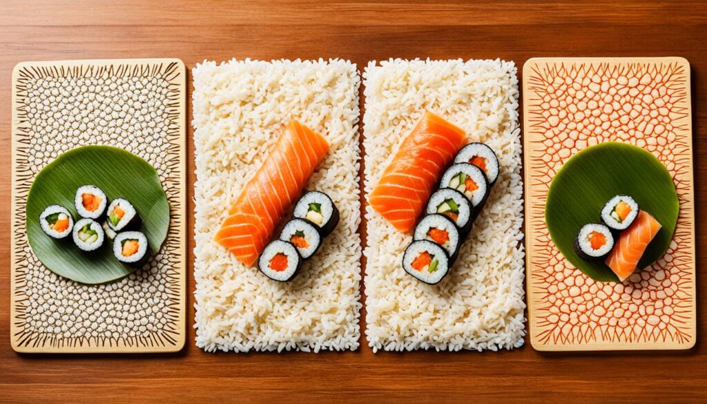 Sushi-Matten, Bambusmatte und Silikon Sushimatte