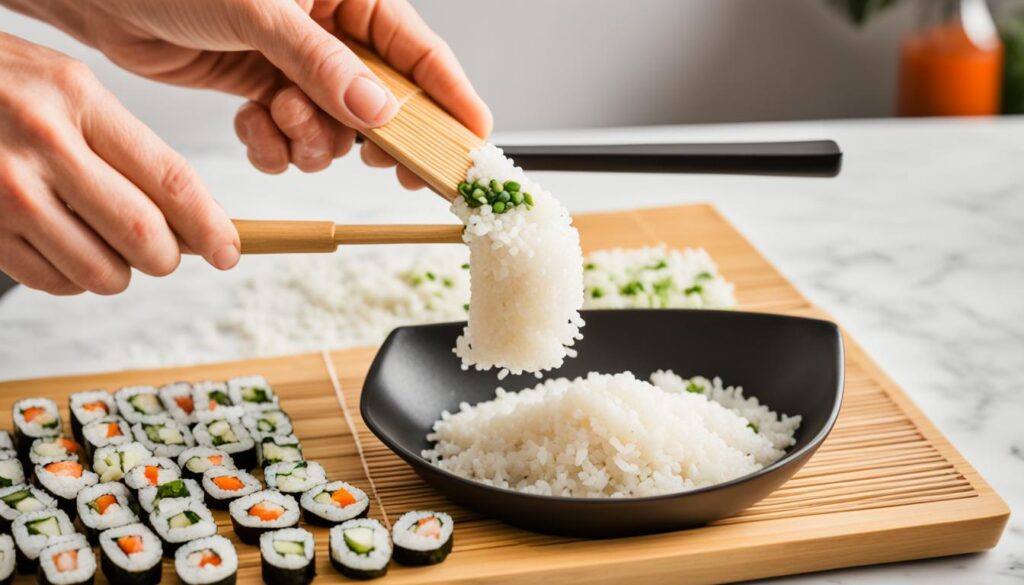 Sushi und Risotto Reis Portionierung