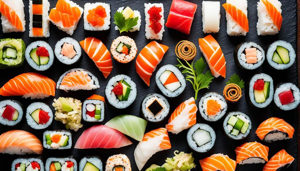Verschiedene Sushi-Varianten
